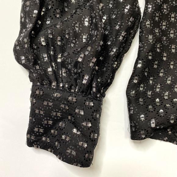 Paige Metallic Long Sleeve Bow Tie Silk Blouse - Picture 4 of 6